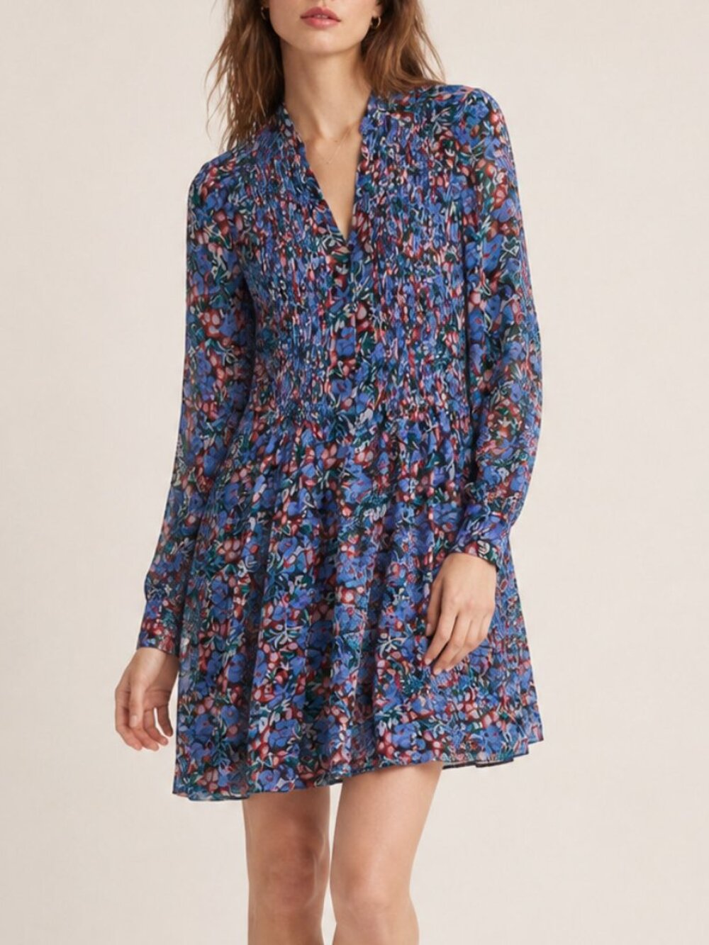 NWT DIANE VON FURSTENBERG DVF Silk V-neck Button Pleated Shift Dress